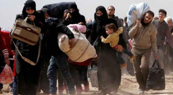 Thousands as they flee from Eastern Ghouta on Saturday 