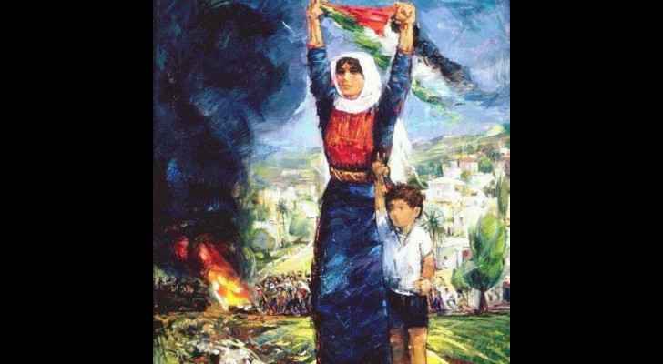 Painting by Palestinian artist, Ismail Shammout.