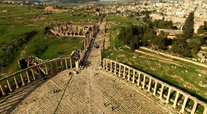 Footage show Jerash, the ancient city in norther Jordan during spring. (footage.framepool.com)