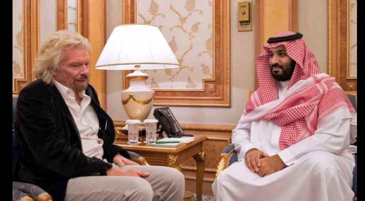 Sir Richard Branson with Saudi Crown Prince, Mohammed bin Salman, in Riyadh, 2017. (AFP)