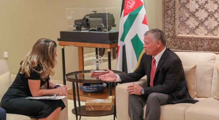 King Abdullah and Canadian FM Chrystia Freeland