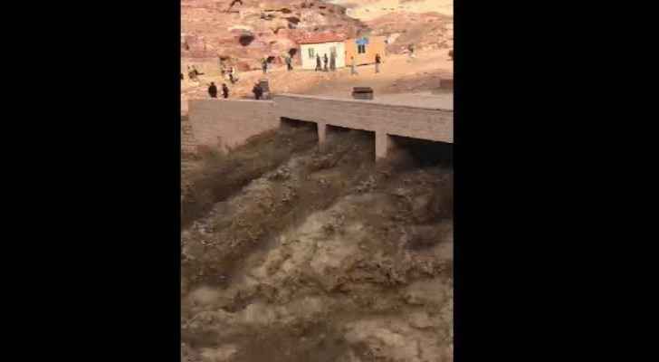 The Wadi Musa area in Ma'an has not experienced such floods in decades. (Roya)