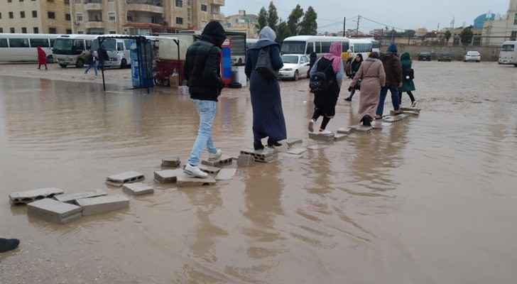 Heavy rain in Irbid reveals bad infrastructure