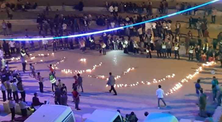 Video: Youth in Karak write 'Jordan 73' with 1,500 candle lights in celebration of Independence Day