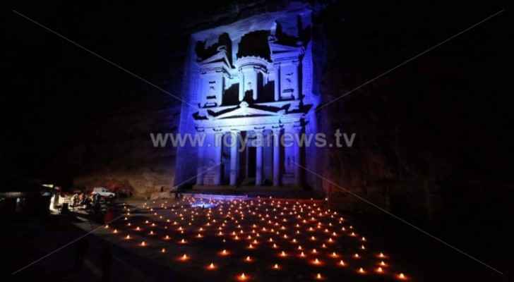 Petra lit up in blue to mark World Cancer Day