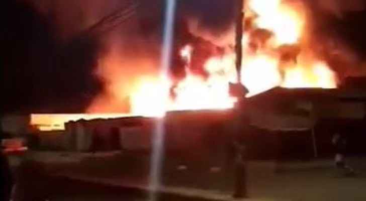 Video: Major fire engulfs warehouses in Irbid