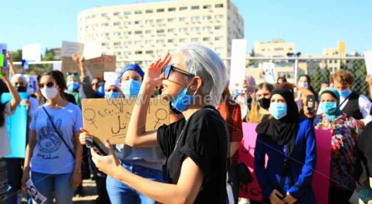 Protest for women's rights in front of the Parliament in Amman