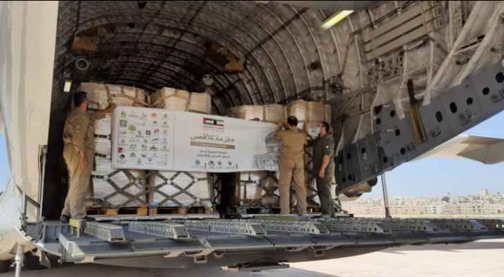 JHCO receives humanitarian aid plane from Kuwait for Palestinians