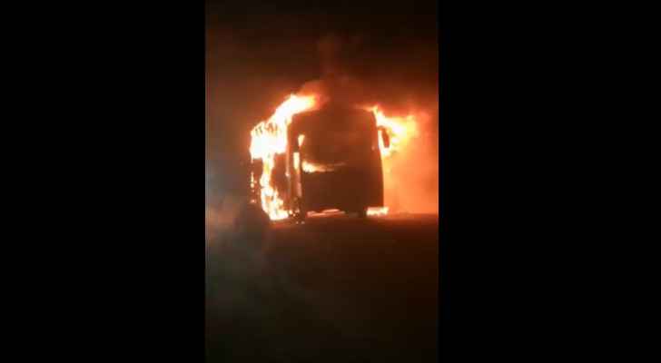 VIDEO: Passenger bus catches fire in Aqaba, no injuries reported