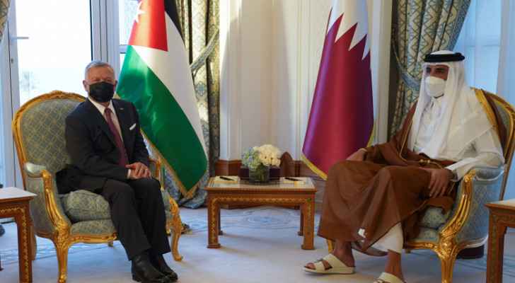King holds talks with Qatar emir in Doha