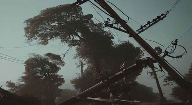 Strong winds topple electricity poles, trees in Rusaifa