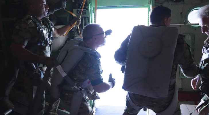 His Majesty King Abdullah during his participation in the airdrop operations