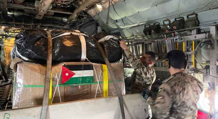 Aid pallets on a Royal Jordanian Air Forces (RJAF) aircraft. (April 16, 2024) (Photo: Jordanian Armed Forces) 