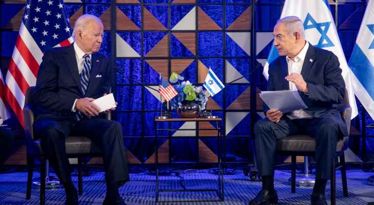 US President Joe Biden meets with “Israeli” Prime Minister Benjamin Netanyahu in Tel aviv (October 18, 2023) (Photo: AP)