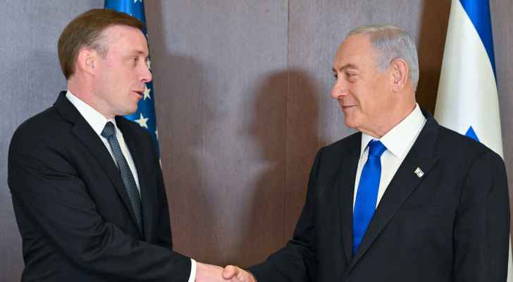 “Israeli” Prime Minister Benjamin Netanyahu meets with US National Security Adviser Jake Sullivan in Jerusalem. (January 19, 2023) 