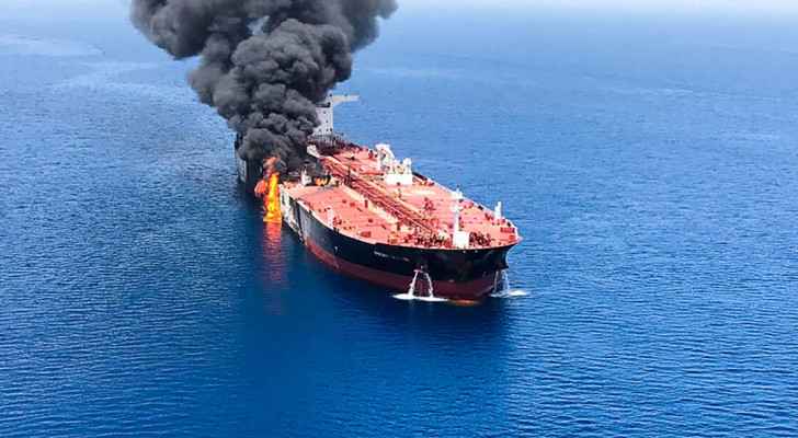 Smoke billows rise from the Norwegian-owned Front Altair tanker after being hit in the Gulf of Oman. (June 13, 2019) (Photo: AFP) 