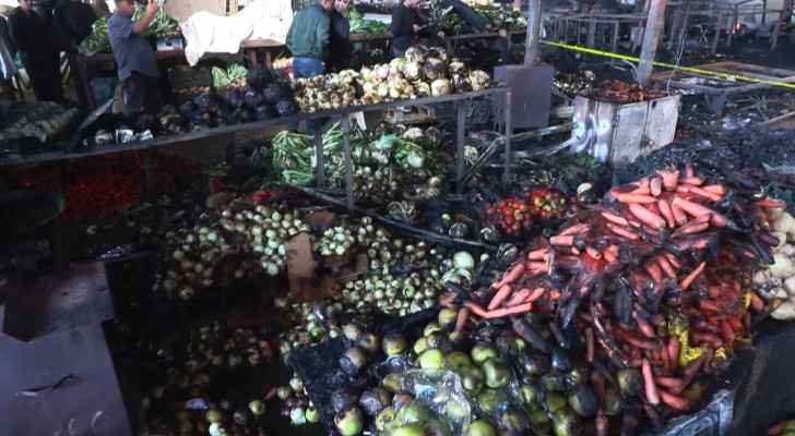 Charred vegetables in Ramallah's market following "Israeli" raid on the West Bank city. (May 30, 2024) (Photo: AFP) 