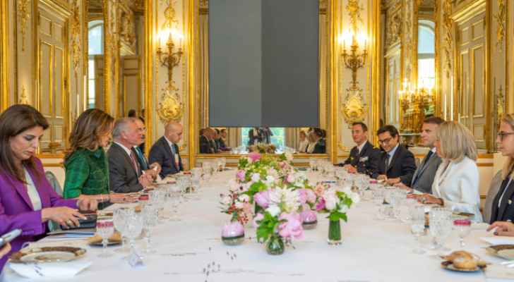 His Majesty King Abdullah II  in his meeting with Macron.