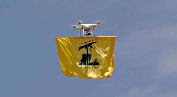 A drone carrying a flag of Lebanon’s Hezbollah movement. (May 21, 2023) (Photo: Getty Images) 