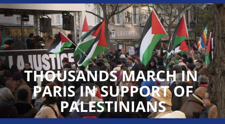Thousands march in Paris in support of Palestinians
